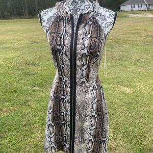 Snake Print Zip-Front Dress